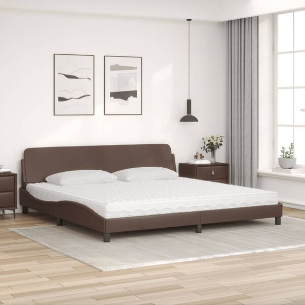 vidaXL Letto con Materasso Dover Marrone 200x200cm in Similpelle