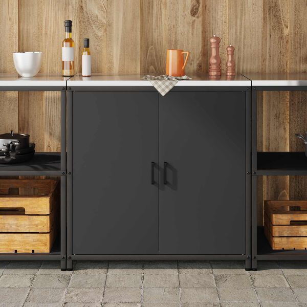 vidaXL Stoccaggio in cucina con porta Nero 60 x 50 x 92 cm Acciaio