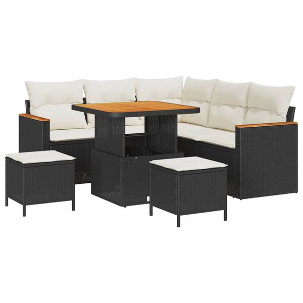 vidaXL Set Divano da Giardino 8 pcs Nero polyrattan