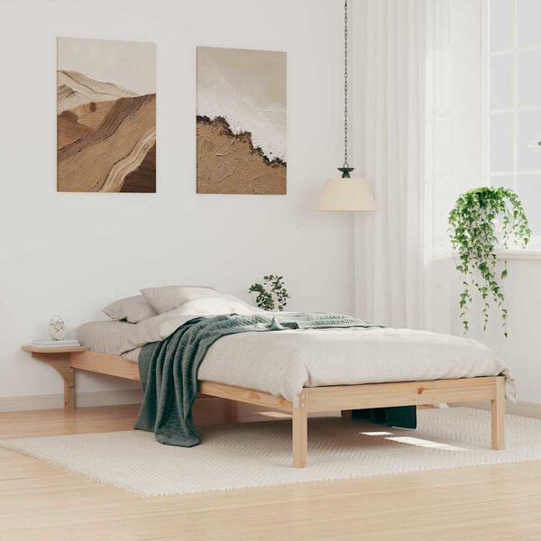 vidaXL Letto con Tavolini Laterali Naturale 80 x 220 cm Pino massello