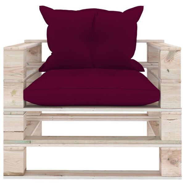 vidaXL Poltrona Giardino Pallet con Cuscini Rosso Vino Legno di Pino
