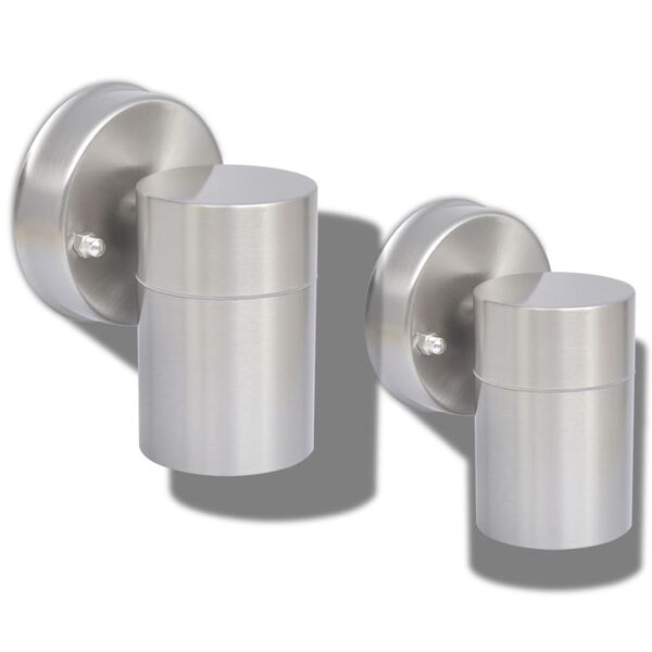 vidaXL Lampada da Parete Esterno 2 pz Acciaio Inox Proiezione Basso