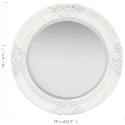 vidaXL Specchio da Parete Stile Barocco 50 cm Bianco