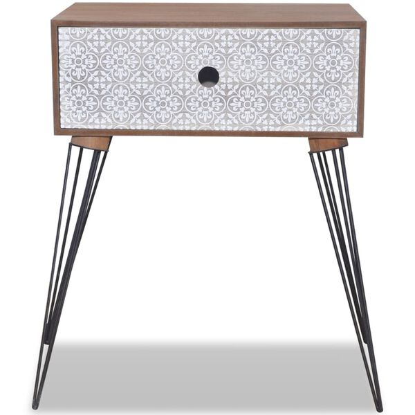 vidaXL Comodino con 1 Cassetto Rettangolare Marrone