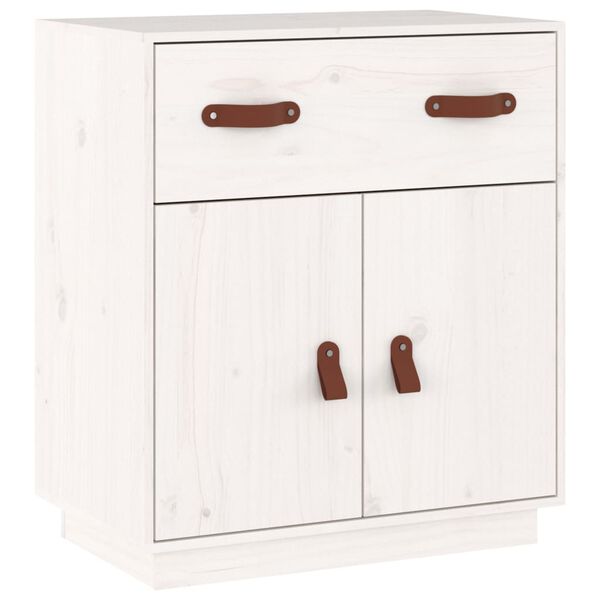 vidaXL Credenza Bianca 65,5x40x75 cm in Legno Massello di Pino