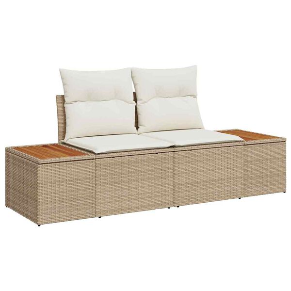 vidaXL Set Divano da Giardino 9 pcs Beige Poly Rattan