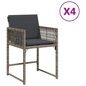 vidaXL Sedie da Giardino con Cuscini 4pz Grigio in Polyrattan