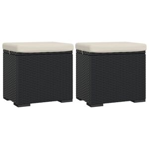 vidaXL Ottomane con Cuscini 2pz Nero 40x30x40 cm in Polyrattan