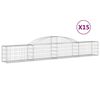 vidaXL Cesti Gabbioni ad Arco 15 pz 300x30x40/60 cm Ferro Zincato