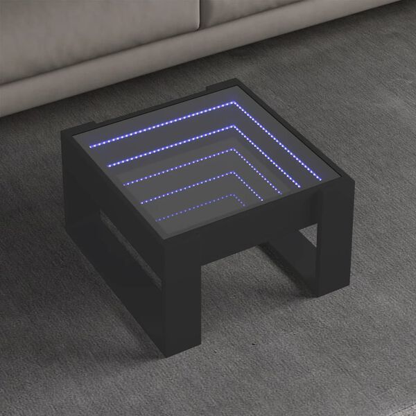 vidaXL Tavolino da Salotto con LED Infinity Nero 50x53x30 cm