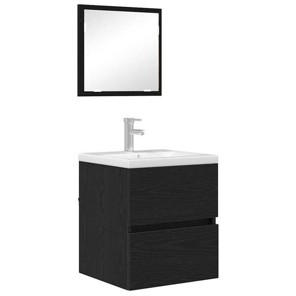 vidaXL Mobile da Bagno Rovere Nero 41 x 38,5 x 45 cm Legno multistrato