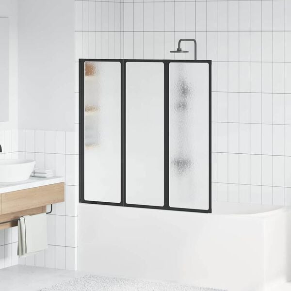 vidaXL Parete doccia Nero 120 x 2 x 117 cm Alluminio