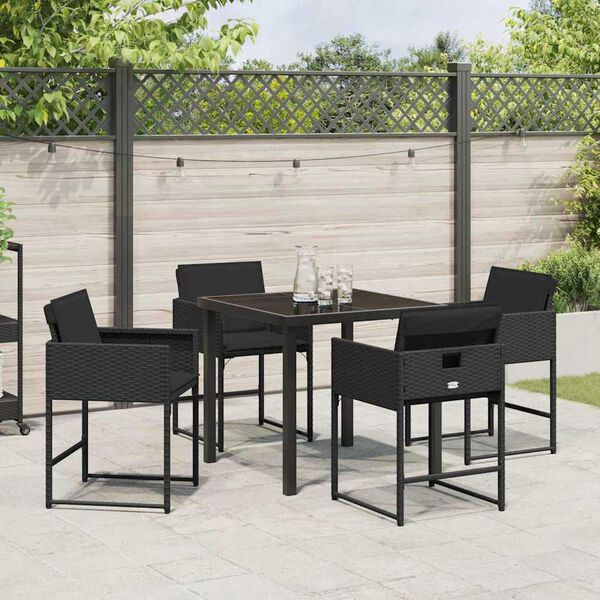 vidaXL Set da Pranzo per Giardino 5 pcs Nero polyrattan