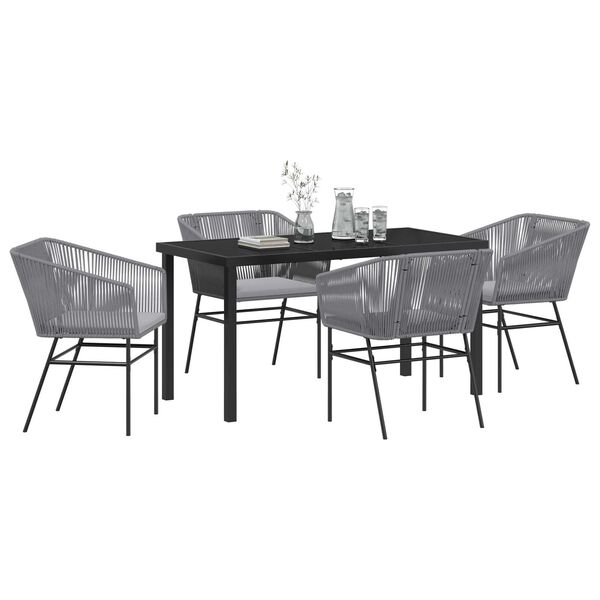 vidaXL Set da Pranzo per Giardino con cuscino 5 pcs Grigio