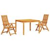 vidaXL Set da Pranzo per Giardino 3 pz Marrone