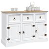 vidaXL Credenza in Legno di Pino Messicano Corona Bianco 132x43x78 cm