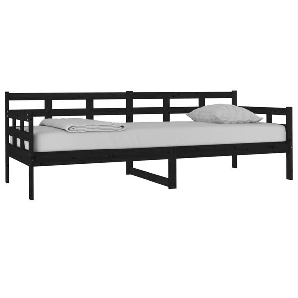 vidaXL Dormeuse Nera in Legno Massello di Pino 80x200 cm