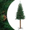 vidaXL Albero di Natale Sottile con Legno Vero e Pigne Verde 150cm PVC