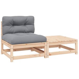 vidaXL Set Divani da Giardino 2 pz con Cuscini Legno Massello Pino