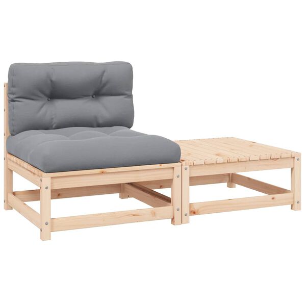 vidaXL Set Divani da Giardino 2 pz con Cuscini Legno Massello Pino