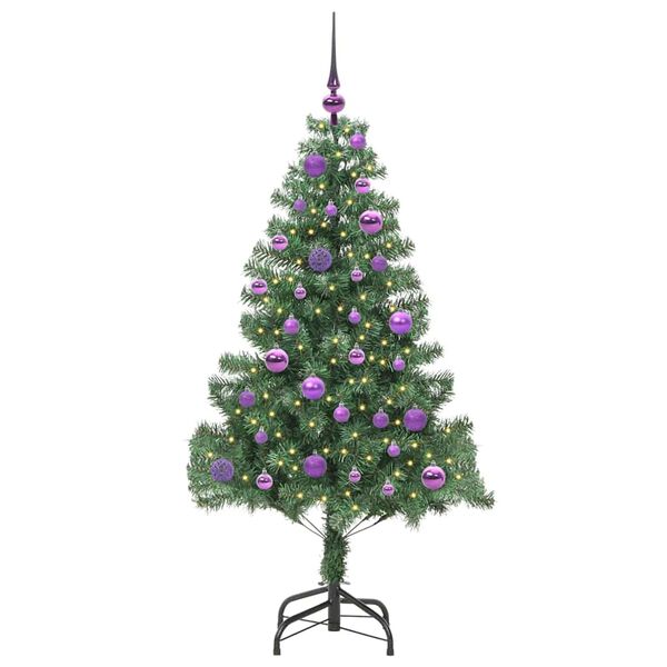 vidaXL Albero di Natale con 150 LED con supporto Verde 150 cm PVC
