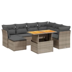 vidaXL Set Divano da Giardino 8 pz con Cuscini Grigio in Polyrattan