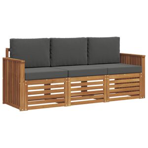 vidaXL Set divani 3 pz Naturale e Antracite Legno di Acacia Massello