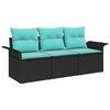 vidaXL Set Divano da Giardino 3 pz Nero Poly Rattan