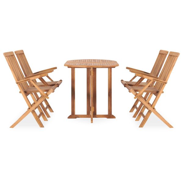 vidaXL Set da Pranzo da Giardino 5 pz Pieghevole in Massello di Teak
