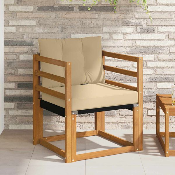 vidaXL Divano da esterno Legno di Acacia Massello e Textilene Naturale