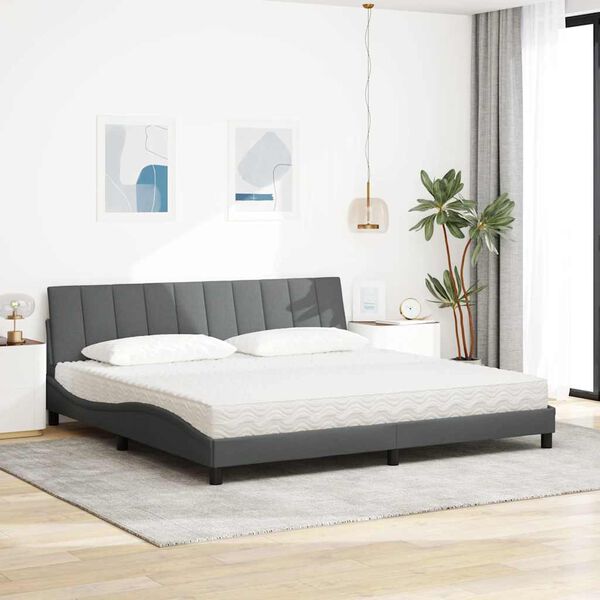 vidaXL Letto con Materasso Hanko Grigio Scuro 200x200 cm in Tessuto