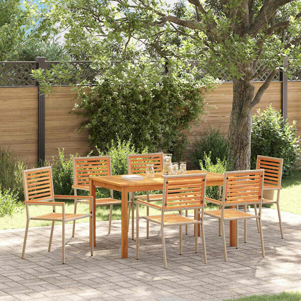 vidaXL Set da Pranzo per Giardino 7 pcs Beige Poly Rattan