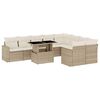 vidaXL Set Divano da Giardino 10 pz con Cuscini Beige in Polyrattan