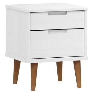 vidaXL Comodino MOLDE Bianco 40x35x48 cm in Legno Massello di Pino