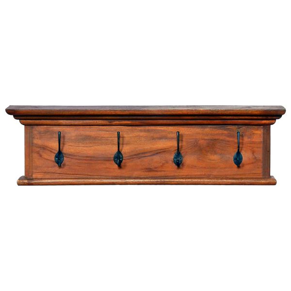 vidaXL Appendiabiti a Parete 70x10x20 cm in Legno Massello di Teak