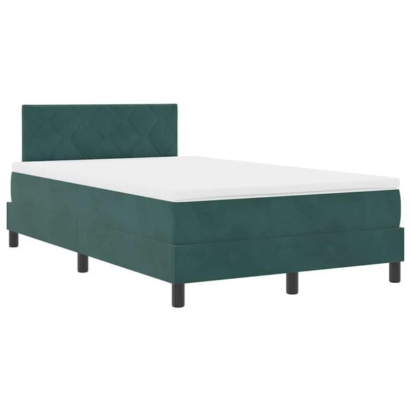 vidaXL Letto a molle con materasso Verde Scuro 120 x 200 cm Velluto