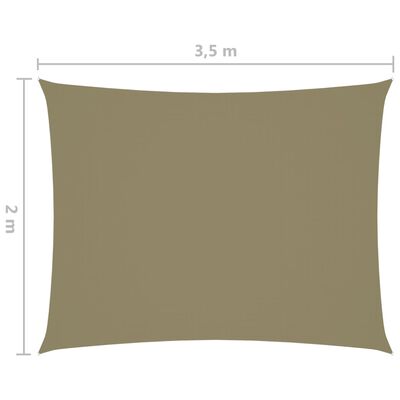 vidaXL Parasole a Vela Oxford Rettangolare 2x3,5 m Beige