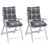 vidaXL Cuscini Sedia Schienale Basso 2 pz Quadri Grigio Tessuto Oxford