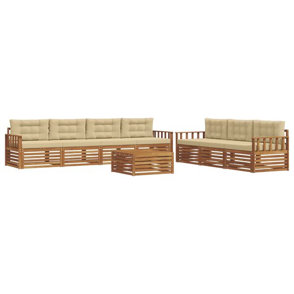 vidaXL Set di divani da esterno con cuscino 8 pcs Naturale e Beige