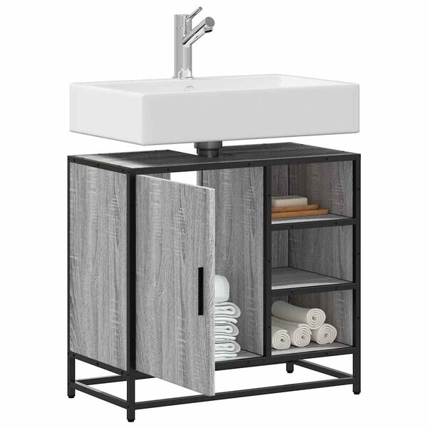 vidaXL Mobile Lavabo Bagno Grigio Sonoma 65x33x60 cm Legno Multistrato