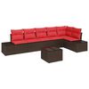 vidaXL Set Divano da Giardino con cuscino 7 pcs Marrone polyrattan