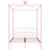 vidaXL Letto a Baldacchino Rosa in Metallo 140x200 cm