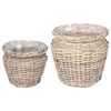 vidaXL Cesto per Piante GENDT 2 pz Grigio naturale Rattan Kubu