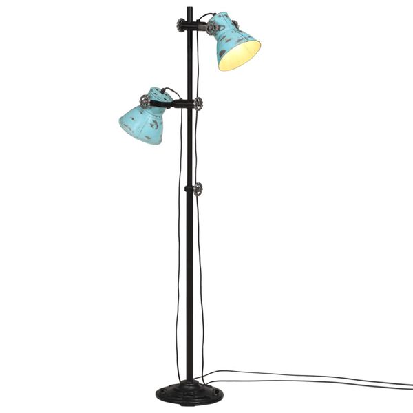 vidaXL Lampada da Terra 25 W Blu Anticato 25x25x90/140 cm E27