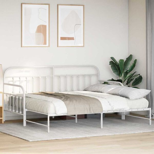 vidaXL Struttura per letto di giorno Bianco 107 x 203 cm Acciaio