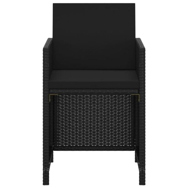 vidaXL Set da Pranzo da Giardino 3 pz con Cuscini in Polyrattan Nero
