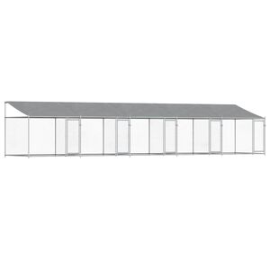 vidaXL Gabbia Cani con Tetto e Porte Grigia 10x2x2 m Acciaio Zincato