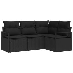 vidaXL Set di divani 4 pcs Nero polyrattan