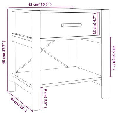 vidaXL Tavolino da Letto Bianco 42x38x45 cm in Legno Multistrato
