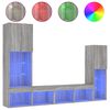 vidaXL Mobili TV a Muro con LED 4pz Grigio Sonoma in Legno Multistrato